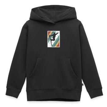Cadeau graphique rétro skieur freestyle - Sweat Premium à capuche enfant bio - noir - Devant - AI Model Kid Male (0cm)