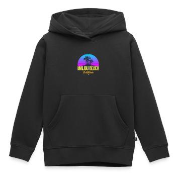 Plage de Malibu Californie - Sweat Premium à capuche enfant bio - noir - Devant - AI Model Kid Male (0cm)