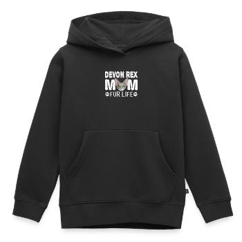 Devon Rex Cat Maman Fur Life Kitty Pun - Sweat Premium à capuche enfant bio - noir - Devant - AI Model Kid Male (0cm)