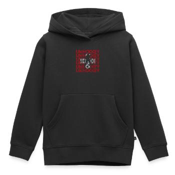 Unihockey Schweiz - Kinder Premium Organic Hoodie - Schwarz - Vorne - AI Model Kid Male (0cm)