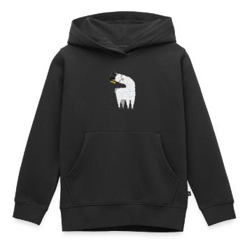 Licence Master Licence Llama Alpaga - Sweat Premium à capuche enfant bio - noir - Devant - AI Model Kid Male (0cm)