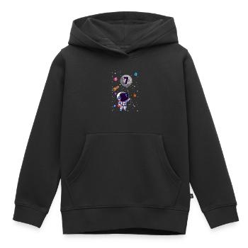 Astronaute 7e anniversaire de l'espace extra-atmosphérique pour garçon - Sweat Premium à capuche enfant bio - noir - Devant - AI Model Kid Male (0cm)