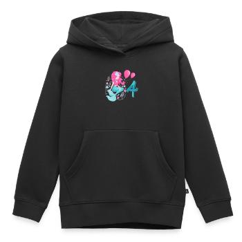 4e anniversaire sirène quatre ans enfants - Sweat Premium à capuche enfant bio - noir - Devant - AI Model Kid Male (0cm)