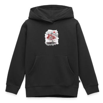 Mount Fuji hinter einem Kirschbaum - Kinder Premium Organic Hoodie - Schwarz - Vorne - AI Model Kid Male (0cm)