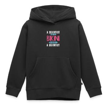 Een wetenschapper in een bikini - Kinder Premium hoodie biologisch - zwart - Voor - AI Model Kid Male (0cm)