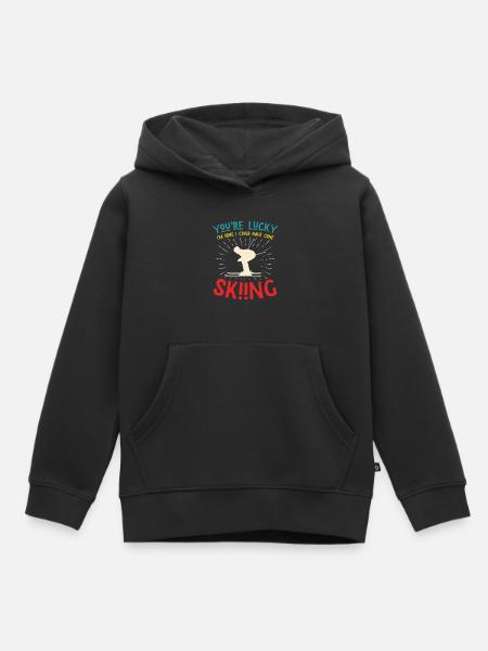 You're lucky skiing - skier saying - Kids Premium Organic Hoodie - black