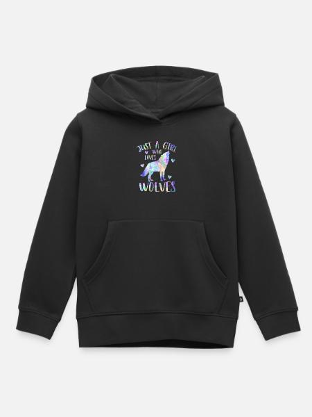 Just a girl who loves wolves - wolf girl - Kids Premium Organic Hoodie - black