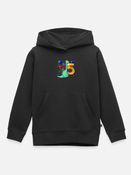 Dino birthday 5 years - Kids Premium Organic Hoodie - black