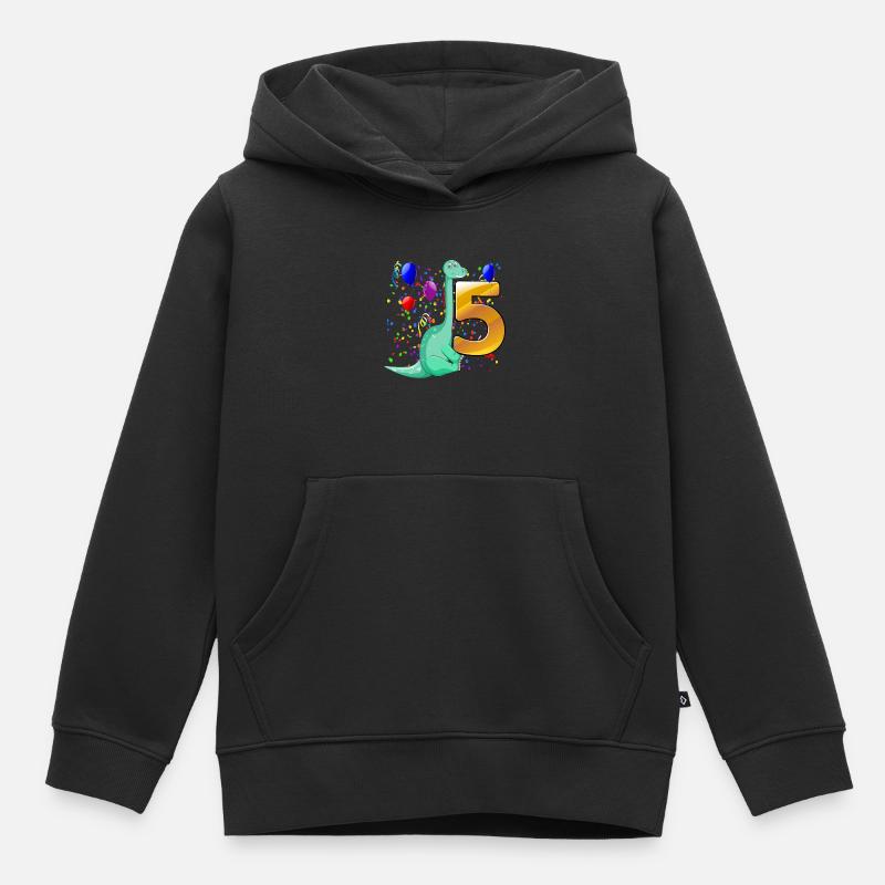 Anniversaire de Dino 5 ans - Sweat Premium à capuche enfant bio - noir