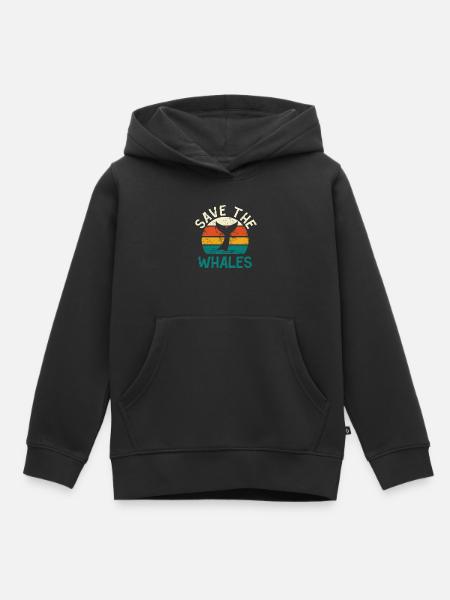 Sauver les baleines - Baleine bleue cachalot - Sweat Premium à capuche enfant bio - noir