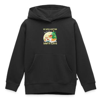 Corgi moi en attendant le Père Noël - Sweat Premium à capuche enfant bio - noir - Devant - AI Model Kid Male (0cm)