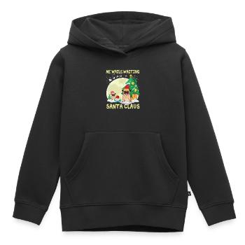 Carlin moi en attendant le Père Noël - Sweat Premium à capuche enfant bio - noir - Devant - AI Model Kid Male (0cm)