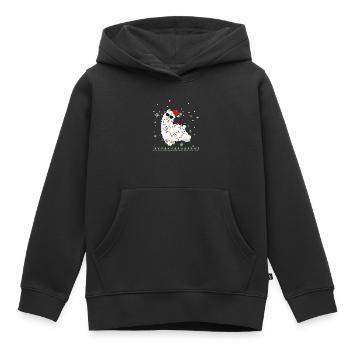 Llama with Christmas hat and fairy lights - Kids Premium Organic Hoodie - black - Front - AI Model Kid Male (0cm)