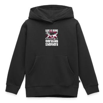 Berger allemand administré par berger allemand - Sweat Premium à capuche enfant bio - noir - Devant - AI Model Kid Male (0cm)