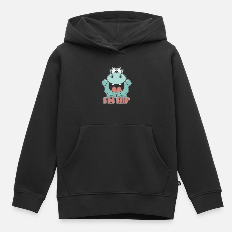 Hippo Hippo mignon - Sweat Premium à capuche enfant bio - noir