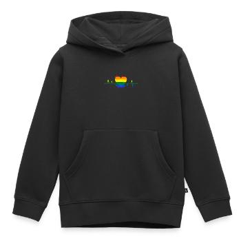 Regenbogen Herzschlag Herz Toleranz - Kinder Premium Organic Hoodie - Schwarz - Vorne - AI Model Kid Male (0cm)