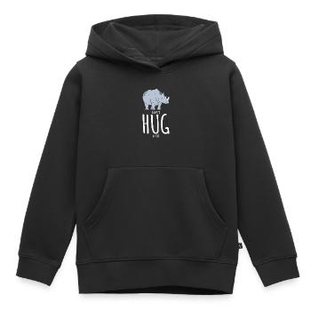 Je veux étreindre un rhinocéros - Chemise drôle de rhinocéros - Sweat Premium à capuche enfant bio - noir - Devant - AI Model Kid Male (0cm)