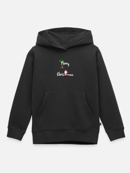 Merry Christmas with Santa and Elf - Kids Premium Organic Hoodie - black
