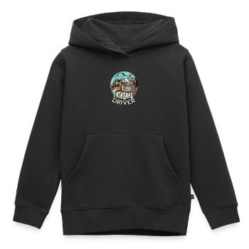 train - Sweat Premium à capuche enfant bio - noir - Devant - AI Model Kid Male (0cm)