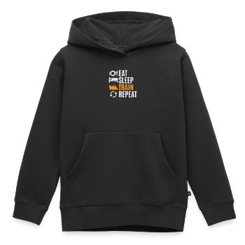Train - Sweat Premium à capuche enfant bio - noir - Devant - AI Model Kid Male (0cm)