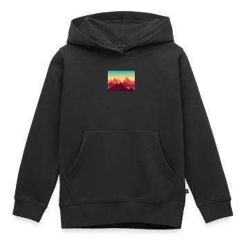 Montagnes - Lever du soleil - Sweat Premium à capuche enfant bio - noir - Devant - AI Model Kid Male (0cm)