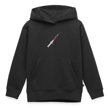 Seringue Vaccination Doctor Patient Seringue Blood Doctor - Sweat Premium à capuche enfant bio - noir - Devant - AI Model Kid Male (0cm)