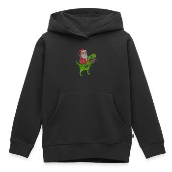 Effet de Noël laid de dinosaure de Noël - Sweat Premium à capuche enfant bio - noir - Devant - AI Model Kid Male (0cm)