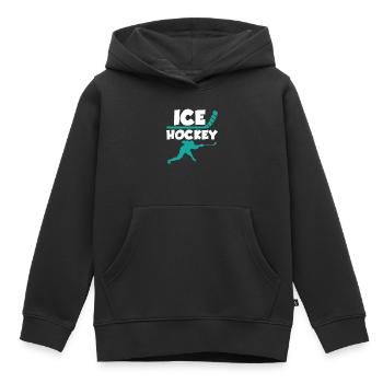 Hockey sur glace - Hockey sur glace Hockey sur glace - Sweat Premium à capuche enfant bio - noir - Devant - AI Model Kid Male (0cm)