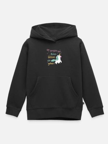 Komm Einhorn wir gehen magical cute unicorn gift - Kinder Premium Organic Hoodie - Schwarz