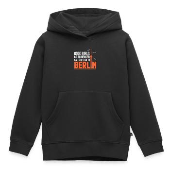 Berlin - Sweat Premium à capuche enfant bio - noir - Devant - AI Model Kid Male (0cm)