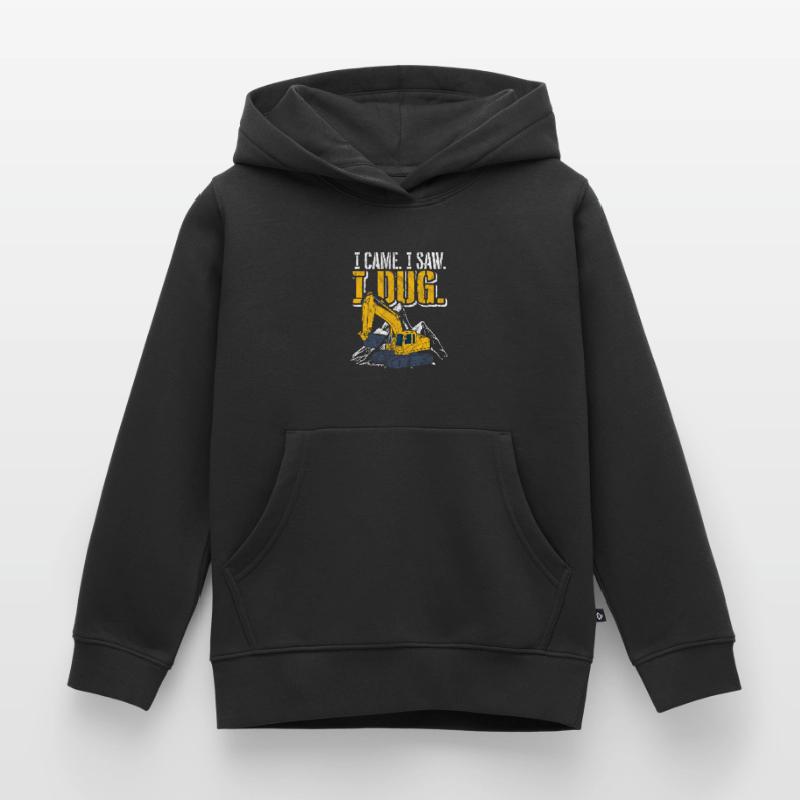 Excavator construction work road construction dredging work Kids Premium Organic Hoodie