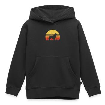 Silhouette de golden retriever rétro vintage - Sweat Premium à capuche enfant bio - noir - Devant - AI Model Kid Male (0cm)
