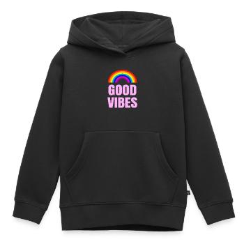 Bonnes vibrations - Sweat Premium à capuche enfant bio - noir - Devant - AI Model Kid Male (0cm)