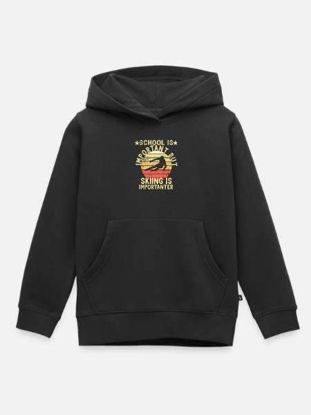 School Is Important Skiing Importanter Ski Winter - Kids Premium Organic Hoodie - black