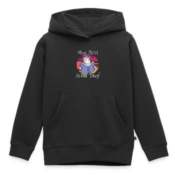 Licorne Fable Drôle cadeau - Sweat Premium à capuche enfant bio - noir - Devant - AI Model Kid Male (0cm)
