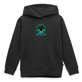 J’adore les orques - Sweat Premium à capuche enfant bio - noir - Devant - AI Model Kid Male (0cm)