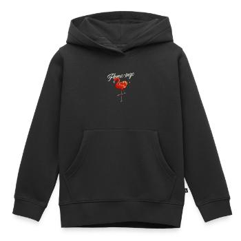 A Flamingo in Flames is a Flame-Ingo - Kids Premium Organic Hoodie - black - Front - AI Model Kid Male (0cm)