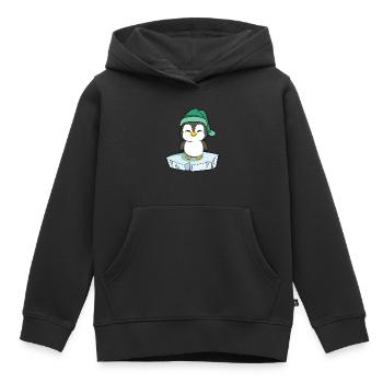 Pingouin - Sweat Premium à capuche enfant bio - noir - Devant - AI Model Kid Male (0cm)