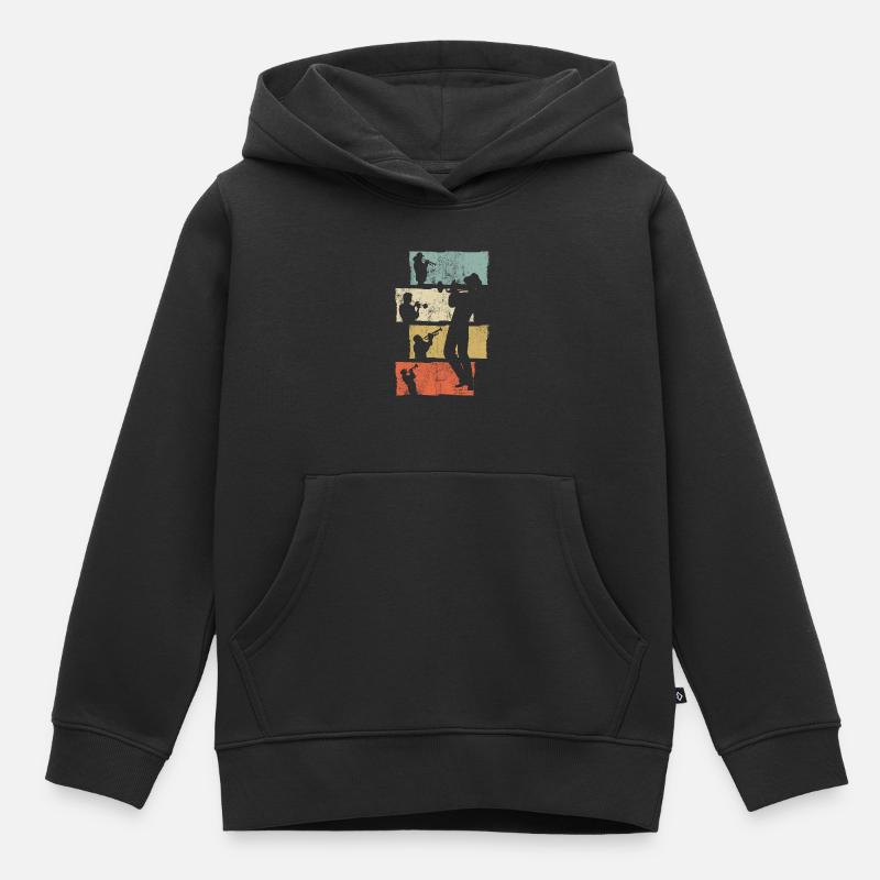 Trompette trompette rétro - Sweat Premium à capuche enfant bio - noir
