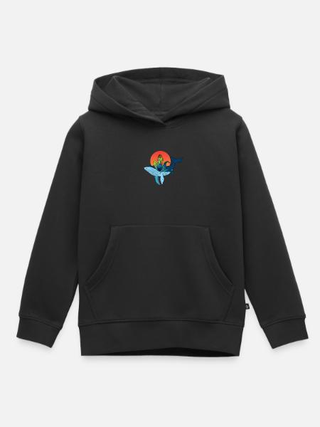 La baleine et la sirène Design - Sweat Premium à capuche enfant bio - noir