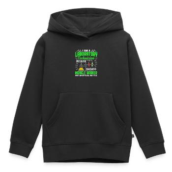 Je suis Un jeu de labo de technicien de laboratoire - Sweat Premium à capuche enfant bio - noir - Devant - AI Model Kid Male (0cm)