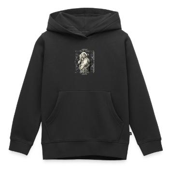 Jesus-mit-Schäfchen, Hirte, Jesus Christus - Kinder Premium Organic Hoodie - Schwarz - Vorne - AI Model Kid Male (0cm)