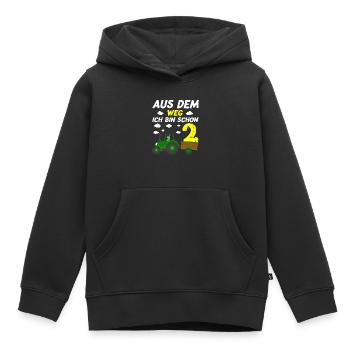 Aus dem Weg ich bin schon 2 Traktor Dino - Kinder Premium Organic Hoodie - Schwarz - Vorne - AI Model Kid Male (0cm)