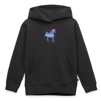 Einhorn Geschenk Mädchen Frauen Glitzer Unicorn - Kinder Premium Organic Hoodie - Schwarz - Vorne - AI Model Kid Male (0cm)