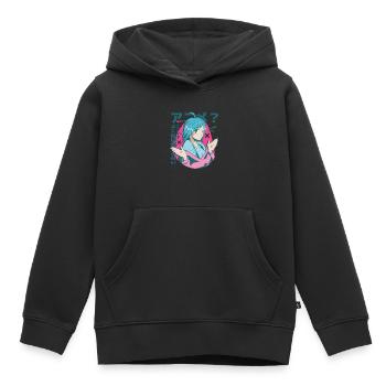 Pas anime - Sweat Premium à capuche enfant bio - noir - Devant - AI Model Kid Male (0cm)