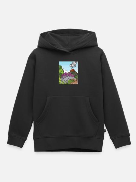 Heure Dino Éruption volcanique Nature - Sweat Premium à capuche enfant bio - noir