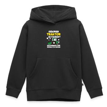 Geboren Traktor zu fahren gezwungen zur Schule - Kinder Premium Organic Hoodie - Schwarz - Vorne - AI Model Kid Male (0cm)