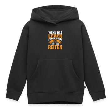 Pferd Kaltblut Reiten Reiter Sprüche Geschenkidee - Kinder Premium Organic Hoodie - Schwarz - Vorne - AI Model Kid Male (0cm)