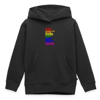 NO HUMAN IS ILLEGAL LGBT Pride Gay Pride Month - Sweat Premium à capuche enfant bio - noir - Devant - AI Model Kid Male (0cm)