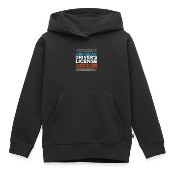 Je viens d’obtenir mon permis de conduire - permis de conduire - - Sweat Premium à capuche enfant bio - noir - Devant - AI Model Kid Male (0cm)